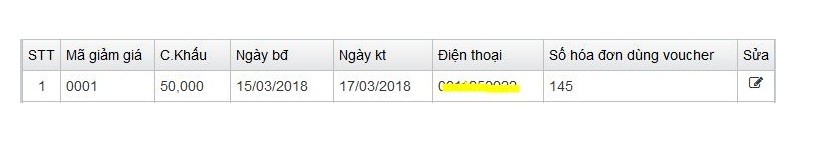 Giao diện viva khi  phát hành voucher đã qua sử dụng
